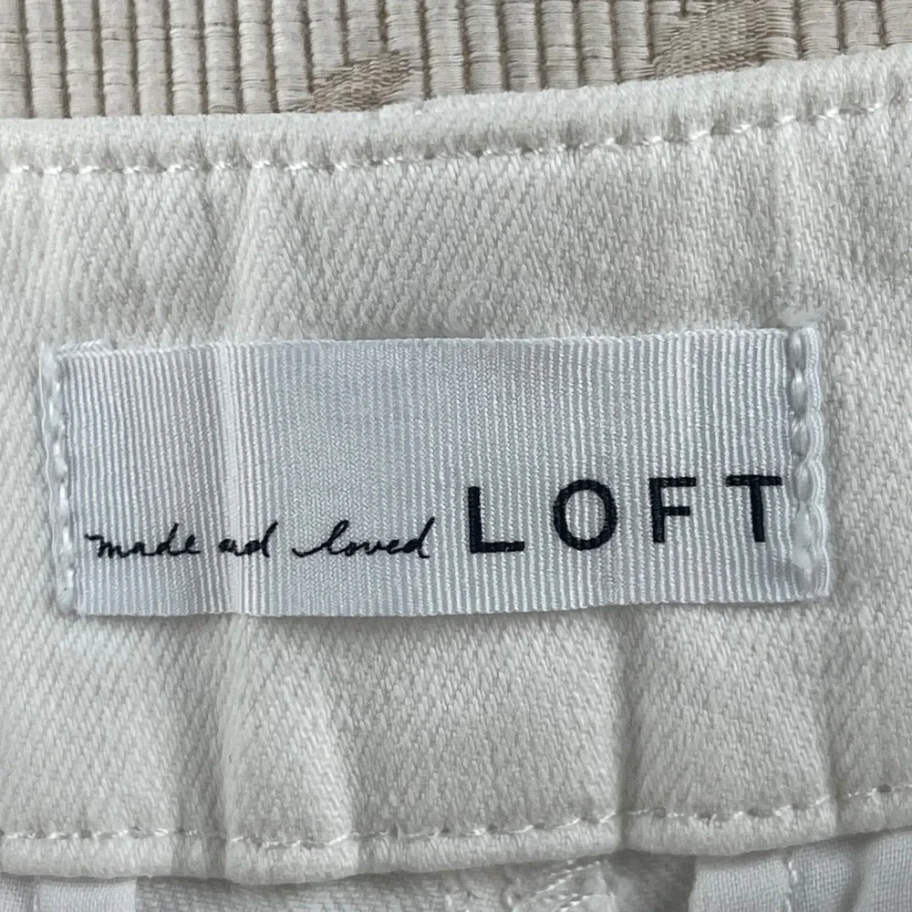 Loft White Denim Utility Shorts Womens 24‎ Petite 00 High Rise Patch Pocket